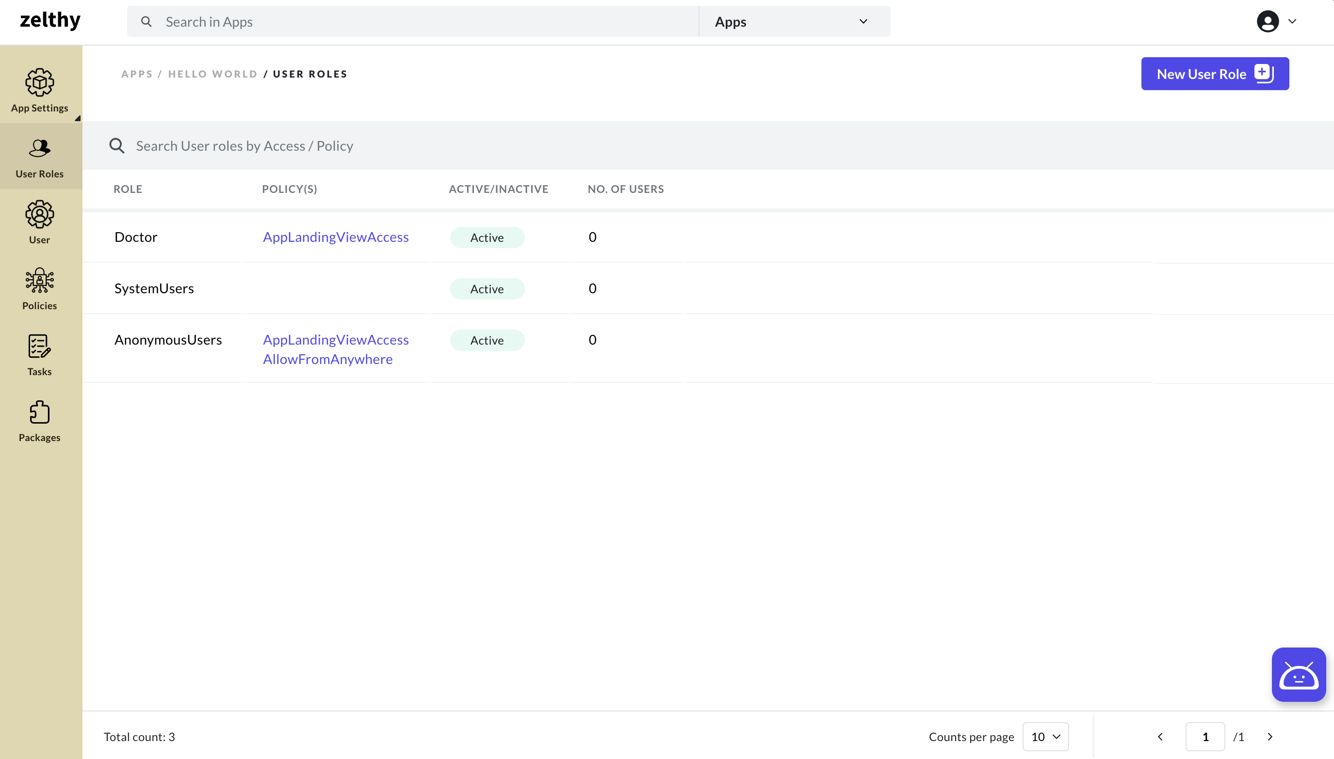 Assigning Policies to User Role 3