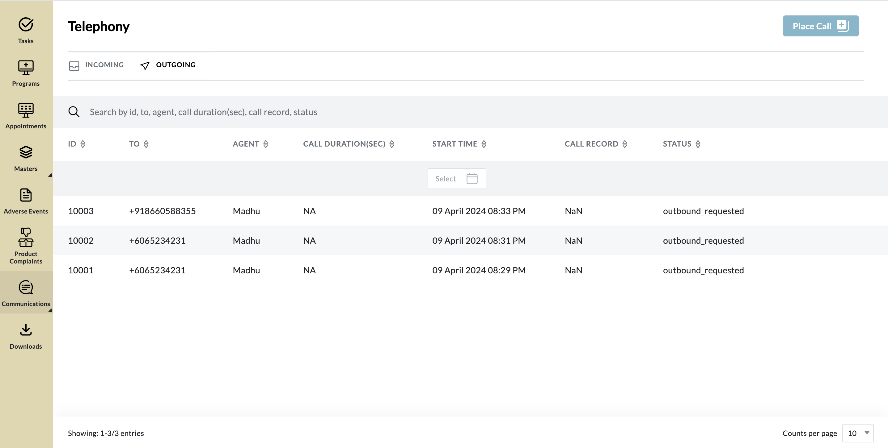 Telephony Dashboard